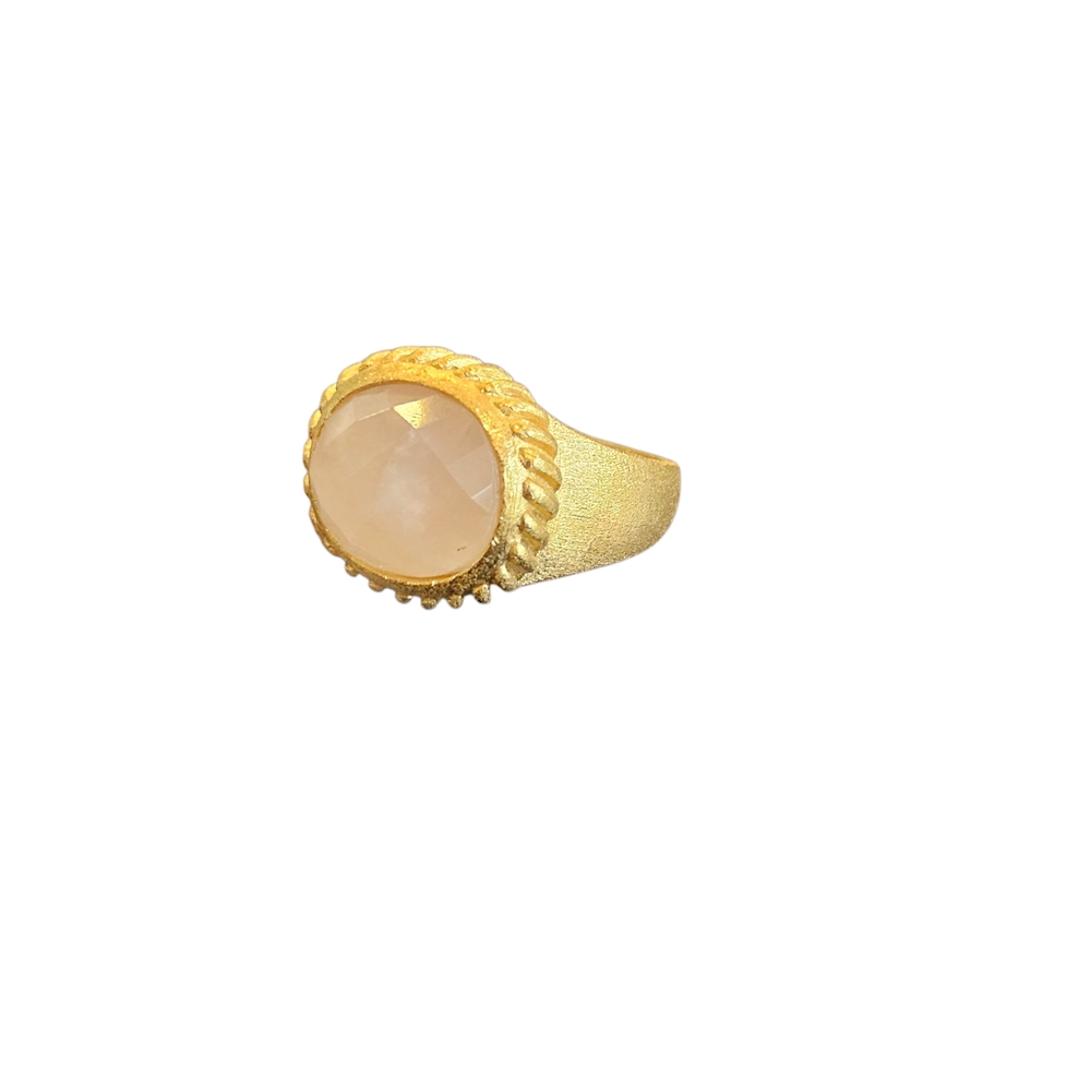NWT - 18k Clad Gold and Rose Quartz Stone Ring - Size 8 - Picture 2 of 9
